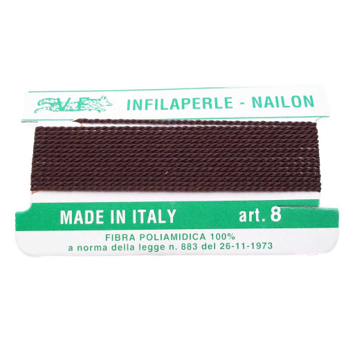 Filo infila perle marrone con ago in rame 1 mm 1 pz