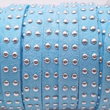 Laccetto in alcantara borchiato azzurro 10 mm pacco 1 metro