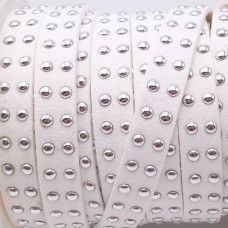 Laccetto in alcantara borchiato bianco 10 mm pacco 1 metro