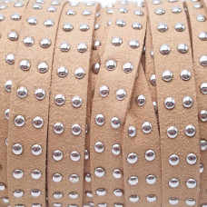Laccetto in alcantara borchiato nocciola 10 mm pacco 1 metro