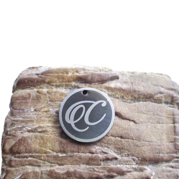 10 pezzi Charms lettera C tonda in acciaio