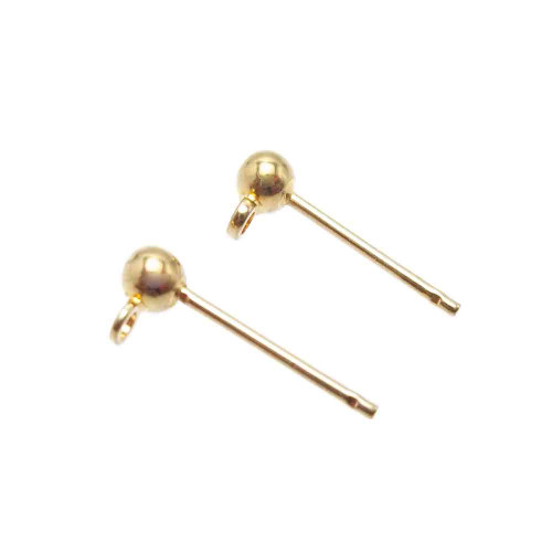 ORECCHINI A PERNO IN OTTONE ORO 3 MM PACCO DA 10 PZ