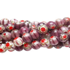 PERLINE TONDE VIOLA IN VETRO 6 MM FILO