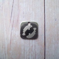 Charms con segno zodiacale inciso a laser Pesci 15 mm pacco da 1 pezzo 